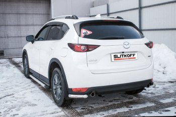 6 399 р. Защита заднего бампера Slitkoff (Ø 57 мм, уголки)  Mazda CX-5  KF (2016-2024) (Нержавеющая сталь)  с доставкой в г. Санкт‑Петербург. Увеличить фотографию 1