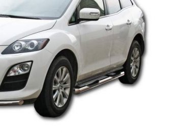 Защита порогов ТехноСфера (Техно Сфера) (нержавейка, с проступью, d76 mm) Mazda CX-7 ER дорестайлинг (2006-2010)