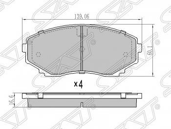 1 289 р. Колодки тормозные SAT (передние)  Mazda CX-7  ER (2006-2010), Mazda CX-9  TB (2007-2015), Mazda MPV  LY (2006-2016), Mitsubishi Pajero Sport  QE (2015-2021)  с доставкой в г. Санкт‑Петербург. Увеличить фотографию 1