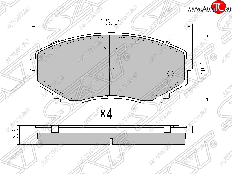 1 289 р. Колодки тормозные SAT (передние)  Mazda CX-7  ER (2006-2010), Mazda CX-9  TB (2007-2015), Mazda MPV  LY (2006-2016), Mitsubishi Pajero Sport  QE (2015-2021)  с доставкой в г. Санкт‑Петербург