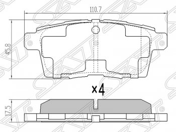 819 р. Колодки тормозные задние SAT Mazda CX-7 ER дорестайлинг (2006-2010)  с доставкой в г. Санкт‑Петербург. Увеличить фотографию 1