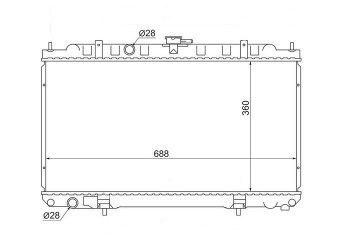 Радиатор двигателя (трубчатый, МКПП) SAT Mazda (Мазда) 323/Familia (фамилия)  седан (1998-2004), Nissan (Нисан) AD (АД)  Y11 (1999-2008),  Almera (Альмера)  седан (2000-2003),  Bluebird Sylphy (блюбёрд)  седан (2000-2003),  Primera (Примера) ( 3 седан,  3 универсал) (2001-2008),  Sunny (Санни)  B15 (1998-2004)