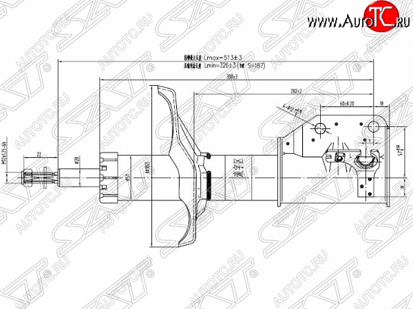 2 969 р. Левый амортизатор передний SAT  Mazda 323/Familia  седан - Premacy  с доставкой в г. Санкт‑Петербург