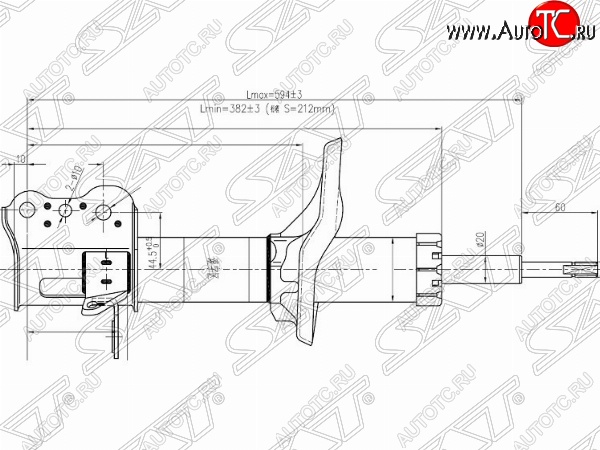 2 679 р. Левый амортизатор задний SAT  Mazda 323/Familia  седан - Premacy  с доставкой в г. Санкт‑Петербург