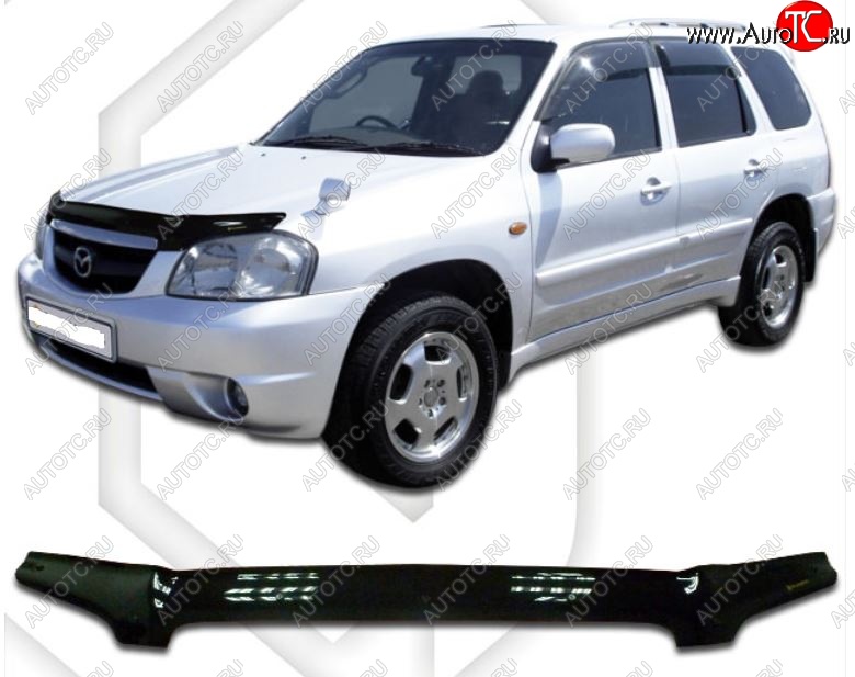 1 899 р. Дефлектор капота CA-Plastic  Mazda Tribute (2000-2007) (Classic черный, Без надписи)  с доставкой в г. Санкт‑Петербург