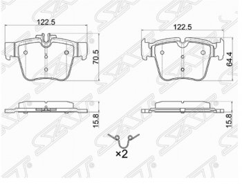 1 239 р. Комплект задних тормозных колодок SAT  Mercedes-Benz C-Class  W205 (2015-2018) дорестайлинг седан  с доставкой в г. Санкт‑Петербург. Увеличить фотографию 1