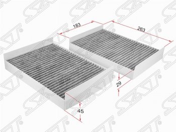 659 р. Фильтр салонный SAT (комплект, угольный, 263х183х45/29 mm)  Mercedes-Benz CL class  C216 - S class  W221  с доставкой в г. Санкт‑Петербург. Увеличить фотографию 1
