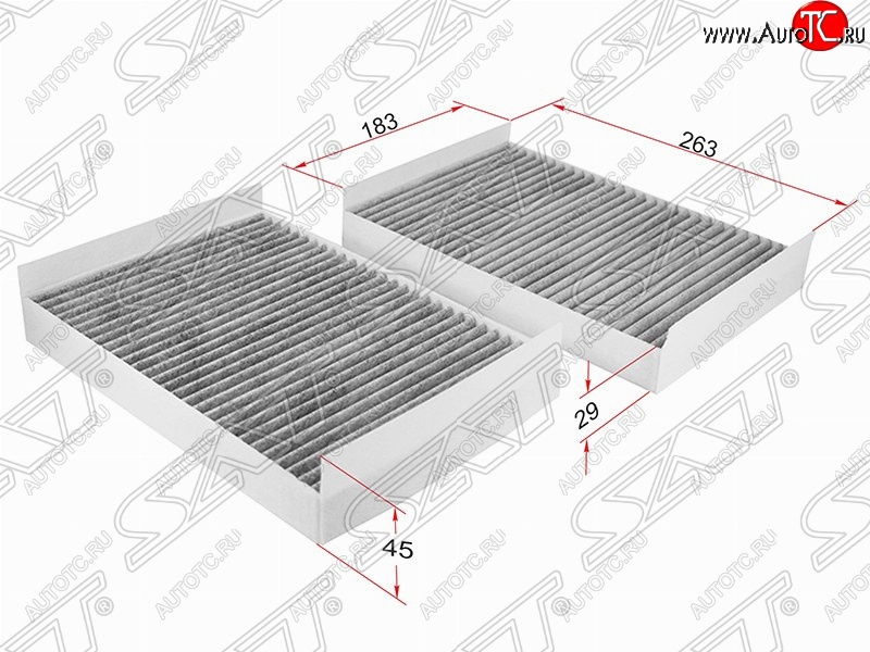 659 р. Фильтр салонный SAT (комплект, угольный, 263х183х45/29 mm)  Mercedes-Benz CL class  C216 - S class  W221  с доставкой в г. Санкт‑Петербург
