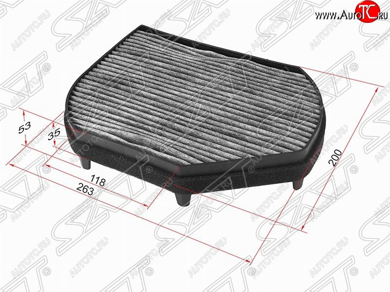 599 р. Фильтр салонный SAT (угольный 263х200х53/35 mm)  Mercedes-Benz C-Class ( S202,  W202) - SLK class  R170  с доставкой в г. Санкт‑Петербург