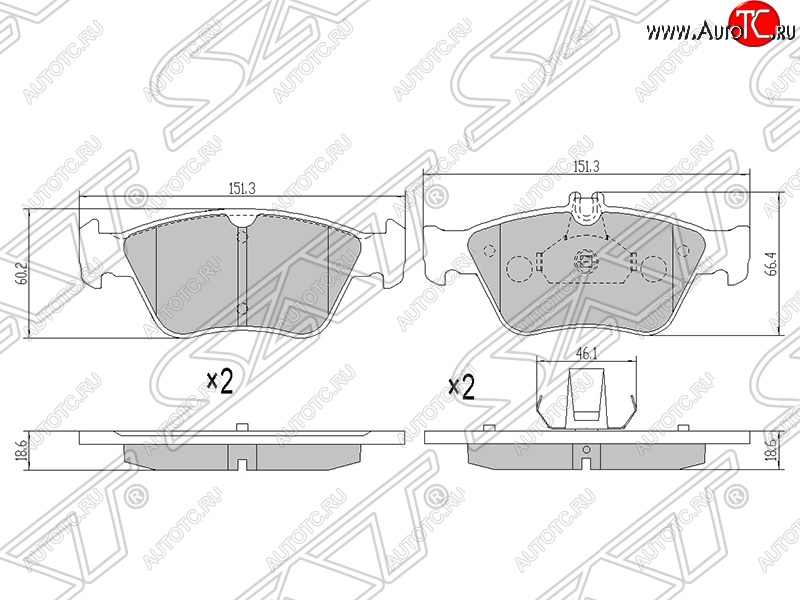 1 449 р. Колодки тормозные передние SAT Mercedes-Benz E-Class W210 дорестайлинг универсал (1996-1999)  с доставкой в г. Санкт‑Петербург