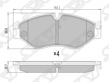 1 389 р. Колодки тормозные SAT (передние)  Mercedes-Benz Sprinter  W906 (2006-2013)  с доставкой в г. Санкт‑Петербург. Увеличить фотографию 1