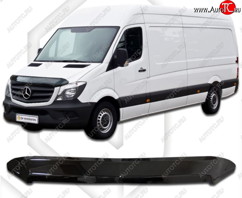 1 899 р. Дефлектор капота CA-Plastiс Mercedes-Benz Sprinter W906 рестайлинг (2014-2018) (Classic черный, Без надписи)  с доставкой в г. Санкт‑Петербург