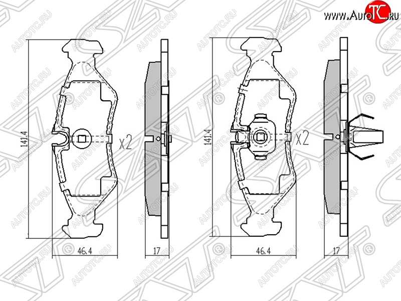 1 029 р. Колодки тормозные задние SAT Mercedes-Benz Sprinter W901 (1995-2000)  с доставкой в г. Санкт‑Петербург