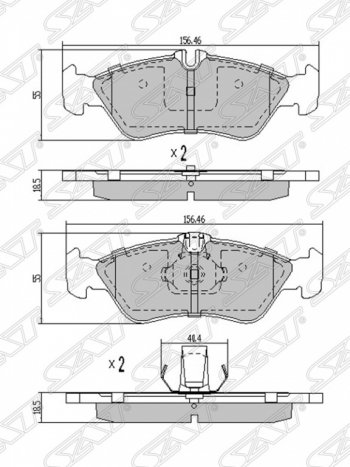 1 359 р. Колодки тормозные задние SAT  Mercedes-Benz Sprinter ( W901,  W905,  W906) (1995-2018) рестайлинг, рестайлинг  с доставкой в г. Санкт‑Петербург. Увеличить фотографию 1