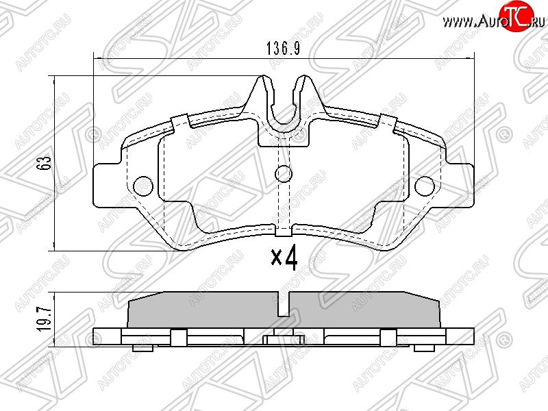 1 049 р. Колодки тормозные задние SAT  Mercedes-Benz Sprinter  W906 (2006-2013)  с доставкой в г. Санкт‑Петербург