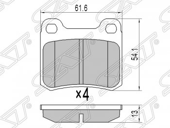 649 р. Колодки тормозные задние SAT Mercedes-Benz C-Class W202 дорестайлинг седан (1993-1997)  с доставкой в г. Санкт‑Петербург. Увеличить фотографию 1