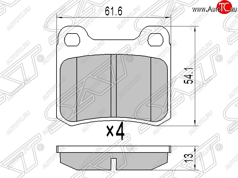 649 р. Колодки тормозные задние SAT Mercedes-Benz C-Class W202 дорестайлинг седан (1993-1997)  с доставкой в г. Санкт‑Петербург