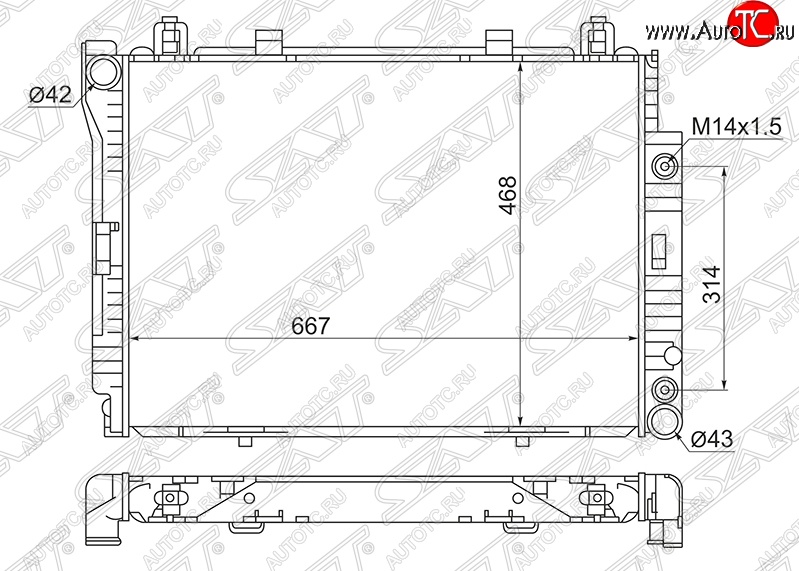 12 299 р. Радиатор двигателя SAT (пластинчатый, 3.0TD/3.5TD, МКПП/АКПП) Mercedes-Benz S class W140 Седан (1991-1998)  с доставкой в г. Санкт‑Петербург