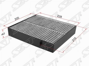 Фильтр салонный SAT (угольный 205х228х40 mm) Mercedes-Benz (Мерседес-Бенс) ML class (Мл)  W163 (1997-2005) W163 дорестайлинг, рестайлинг