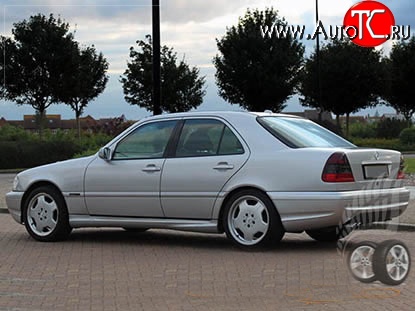 8 299 р. Пороги накладки AMG Mercedes-Benz C-Class W202 дорестайлинг седан (1993-1997) (Неокрашенные)  с доставкой в г. Санкт‑Петербург