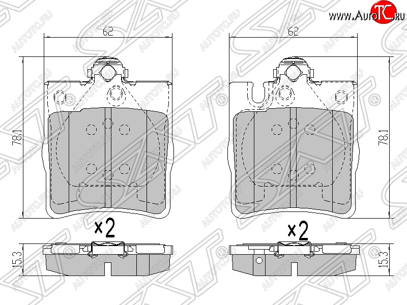 899 р. Колодки тормозные задние SAT  Mercedes-Benz C-Class  W203 - E-Class  W210  с доставкой в г. Санкт‑Петербург