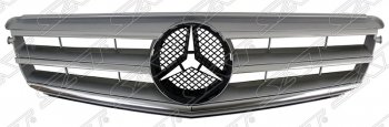 6 349 р. Решётка радиатора SAT (под эмблему)  Mercedes-Benz C-Class  W204 (2007-2015) дорестайлинг седан, рестайлинг седан (Неокрашенная)  с доставкой в г. Санкт‑Петербург. Увеличить фотографию 1