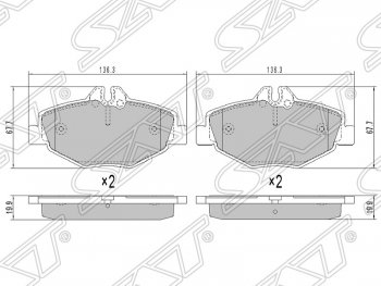 1 399 р. Колодки тормозные SAT (передние)  Mercedes-Benz E-Class  W211 (2002-2009) дорестайлинг седан, рестайлинг седан  с доставкой в г. Санкт‑Петербург. Увеличить фотографию 1