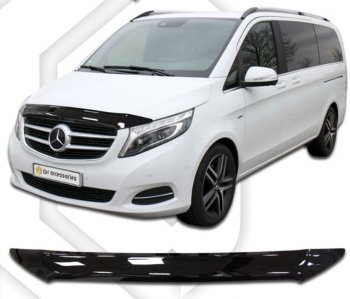 2 799 р. Дефлектор капота CA-Plastiс  Mercedes-Benz Vito  W447 (2015-2024) дорестайлинг, рестайлинг (Classic черный, Без надписи)  с доставкой в г. Санкт‑Петербург. Увеличить фотографию 1