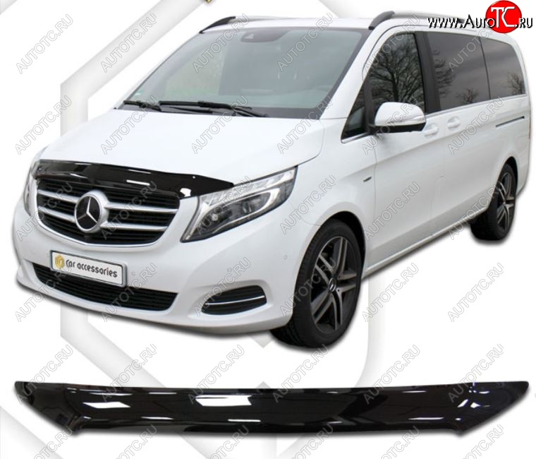 2 799 р. Дефлектор капота CA-Plastiс  Mercedes-Benz Vito  W447 (2015-2024) дорестайлинг, рестайлинг (Classic черный, Без надписи)  с доставкой в г. Санкт‑Петербург