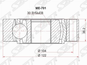 2 499 р. Шрус (внутренний) SAT (30*122 мм) Mercedes-Benz Vito W638 (1996-2003)  с доставкой в г. Санкт‑Петербург. Увеличить фотографию 1