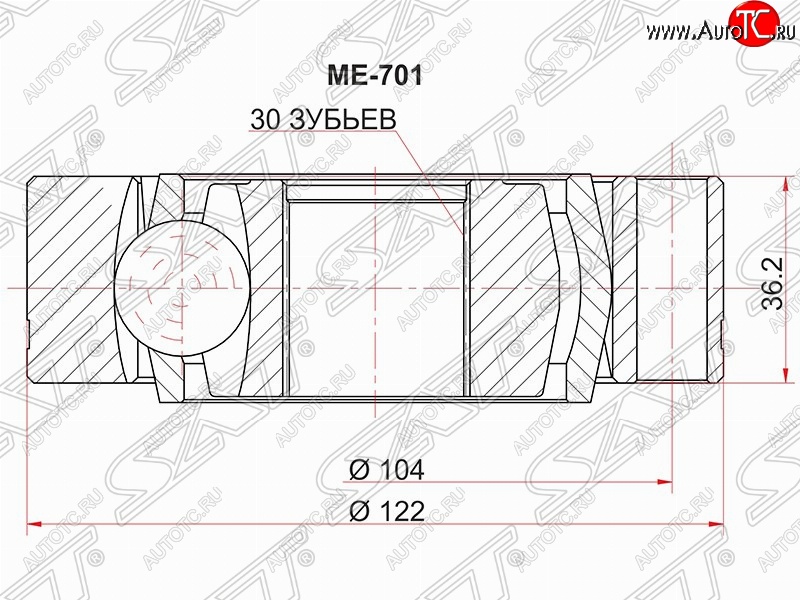 2 469 р. Шрус (внутренний) SAT (30*122 мм) Mercedes-Benz Vito W638 (1996-2003)  с доставкой в г. Санкт‑Петербург