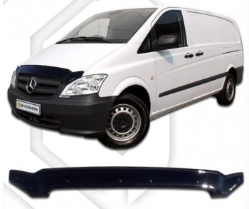 2 599 р. Дефлектор капота CA-Plastiс  Mercedes-Benz Vito  W639 (2010-2014) (Classic черный, Без надписи)  с доставкой в г. Санкт‑Петербург. Увеличить фотографию 1