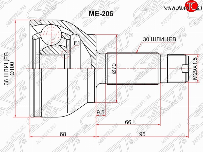 2 399 р. Шрус (наружный) SAT (36*30*70 мм)  Mercedes-Benz Vito  W639 (2003-2014) дорестайлинг, рестайлинг  с доставкой в г. Санкт‑Петербург