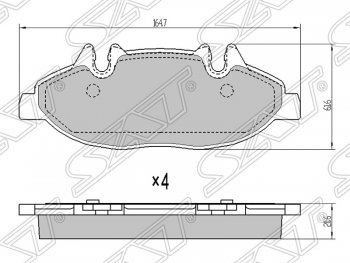 1 369 р. Колодки тормозные SAT (передние) Mercedes-Benz Vito W639 дорестайлинг (2003-2010)  с доставкой в г. Санкт‑Петербург. Увеличить фотографию 1