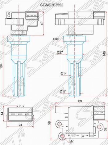 1 279 р. Катушка зажигания SAT  Mitsubishi Airtek - Outlander  CU  с доставкой в г. Санкт‑Петербург. Увеличить фотографию 1