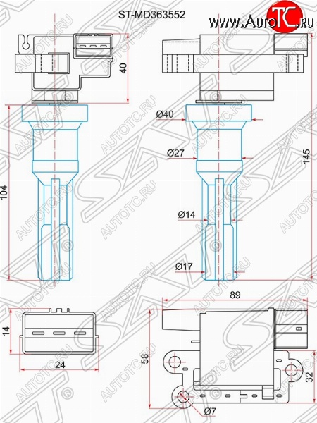 1 279 р. Катушка зажигания SAT  Mitsubishi Airtek - Outlander  CU  с доставкой в г. Санкт‑Петербург