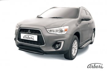 6 569 р. Защита переднего бампера Arbori (короткая, черная, 1 труба d57 mm). Mitsubishi ASX 1-ый рестайлинг (2013-2016)  с доставкой в г. Санкт‑Петербург. Увеличить фотографию 1