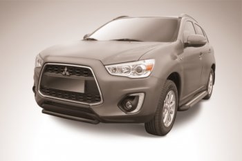 7 649 р. Защита переднего бампера d57 Slitkoff  Mitsubishi ASX (2013-2016) 1-ый рестайлинг (Цвет: серебристый)  с доставкой в г. Санкт‑Петербург. Увеличить фотографию 1