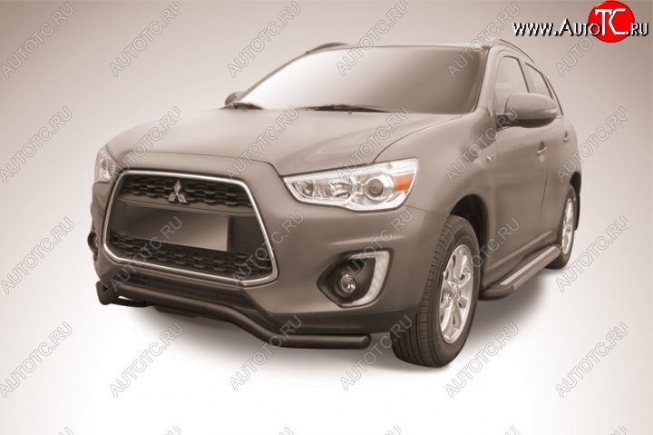 9 499 р. Защита переднего бампера d57 Slitkoff  Mitsubishi ASX (2013-2016) (Цвет: серебристый)  с доставкой в г. Санкт‑Петербург