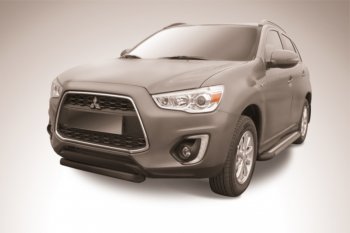 8 349 р. Защита переднего бампер d76 Slitkoff  Mitsubishi ASX (2013-2016) (Цвет: серебристый)  с доставкой в г. Санкт‑Петербург. Увеличить фотографию 1