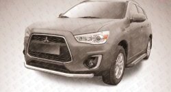 12 849 р. Одинарная защита переднего бампера диаметром 76 мм Slitkoff  Mitsubishi ASX (2013-2016) (Цвет: нержавеющая полированная сталь)  с доставкой в г. Санкт‑Петербург. Увеличить фотографию 1