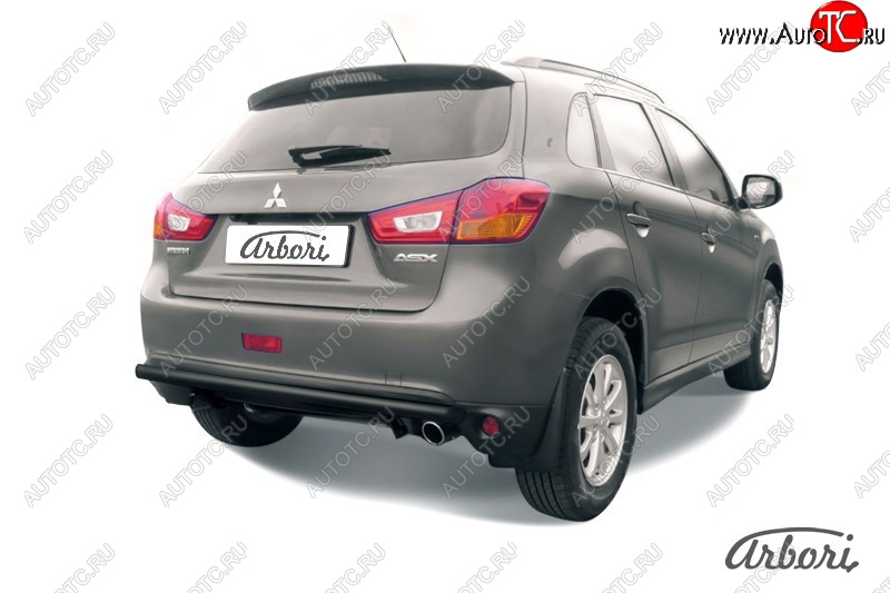 6 029 р. Защита заднего бампера Arbori (черная, 1 труба d57 mm). Mitsubishi ASX 1-ый рестайлинг (2013-2016)  с доставкой в г. Санкт‑Петербург