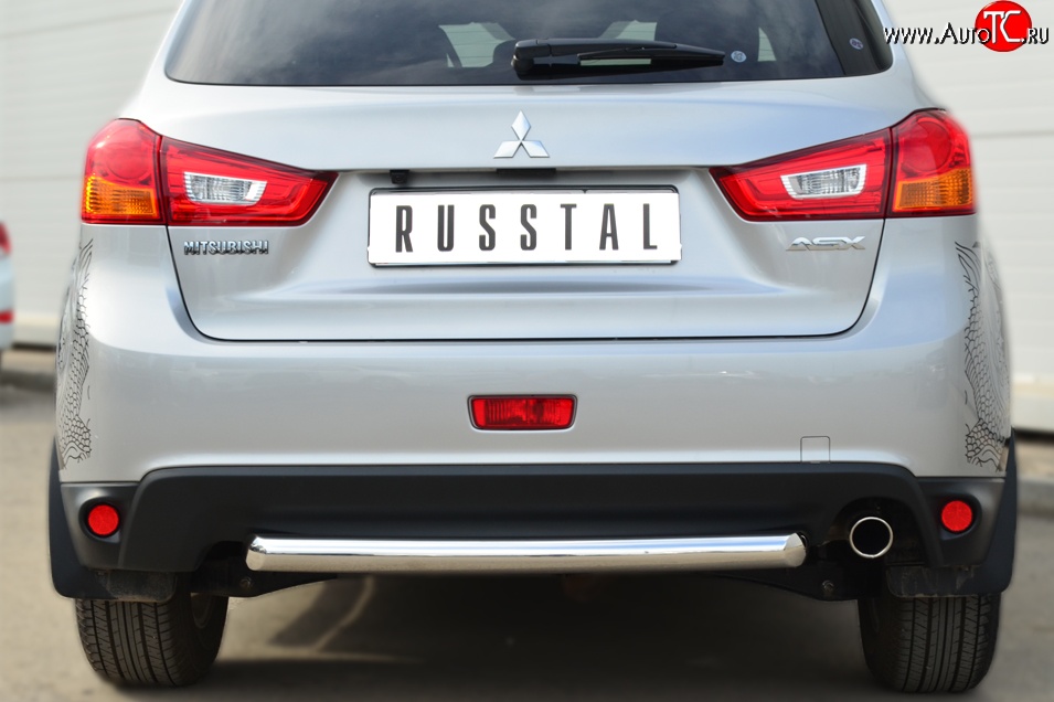 12 499 р. Одинарная защита заднего бампера из трубы диаметром 63 мм Russtal Mitsubishi ASX 1-ый рестайлинг (2013-2016)  с доставкой в г. Санкт‑Петербург