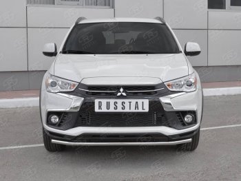 7 899 р. Защита переднего бампера (Ø42 мм, нержавейка) Russtal Mitsubishi ASX 2-ой рестайлинг (2017-2020)  с доставкой в г. Санкт‑Петербург. Увеличить фотографию 1