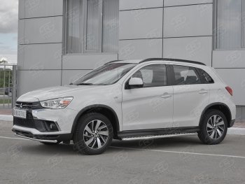 7 899 р. Защита переднего бампера (Ø42 мм, нержавейка) Russtal Mitsubishi ASX 2-ой рестайлинг (2017-2020)  с доставкой в г. Санкт‑Петербург. Увеличить фотографию 2