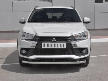 13 999 р. Защита переднего бампера (Ø63 мм, секции, нержавейка) Russtal Mitsubishi ASX 2-ой рестайлинг (2017-2020)  с доставкой в г. Санкт‑Петербург. Увеличить фотографию 1