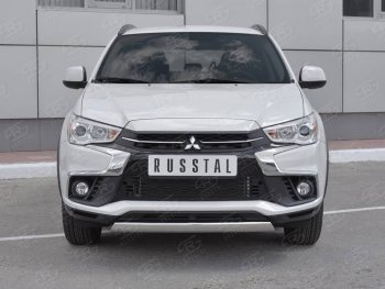 10 349 р. Защита переднего бампера (Ø75x42 мм, нержавейка) Russtal  Mitsubishi ASX (2017-2020)  с доставкой в г. Санкт‑Петербург. Увеличить фотографию 1