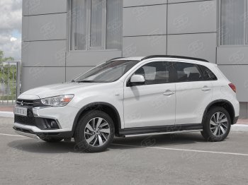 10 349 р. Защита переднего бампера (Ø75x42 мм, нержавейка) Russtal Mitsubishi ASX 2-ой рестайлинг (2017-2020)  с доставкой в г. Санкт‑Петербург. Увеличить фотографию 2