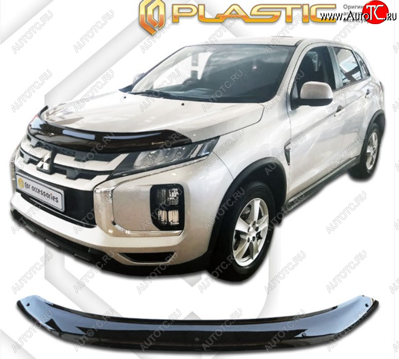 2 599 р. Дефлектор капота на CA-Plastic  Mitsubishi ASX (2019-2024) (Classic черный, Без надписи)  с доставкой в г. Санкт‑Петербург