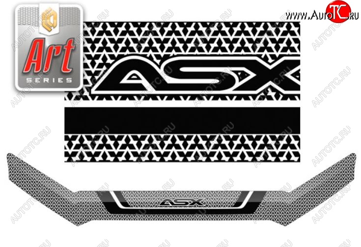 2 059 р. Дефлектор капота CA-Plastiс  Mitsubishi ASX (2010-2020) (Серия Art графит)  с доставкой в г. Санкт‑Петербург